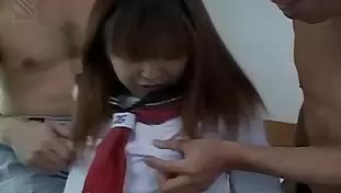 Teen Minami, 18, ravishes in uniform. Horny babe fucks hard