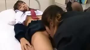 Schoolgirl Hikaru, in pink lingerie, kisses guy. In 69, she sucks cock as he licks her hairy pussy. Climbing atop, she rides his hard cock