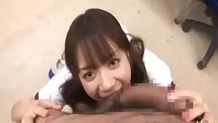 Japanese Schoolgirl Slut, Shelly Fujii, Teases Teacher with Blowjob in Uniform; Swallows Cum