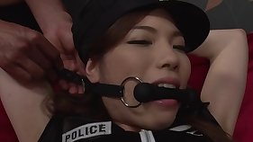 Beautiful MILF cop bound, gagged, pleasured by toys until climax