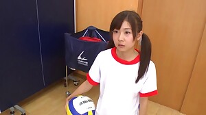 Skinny Japanese teen in uniform fingers herself to orgasm